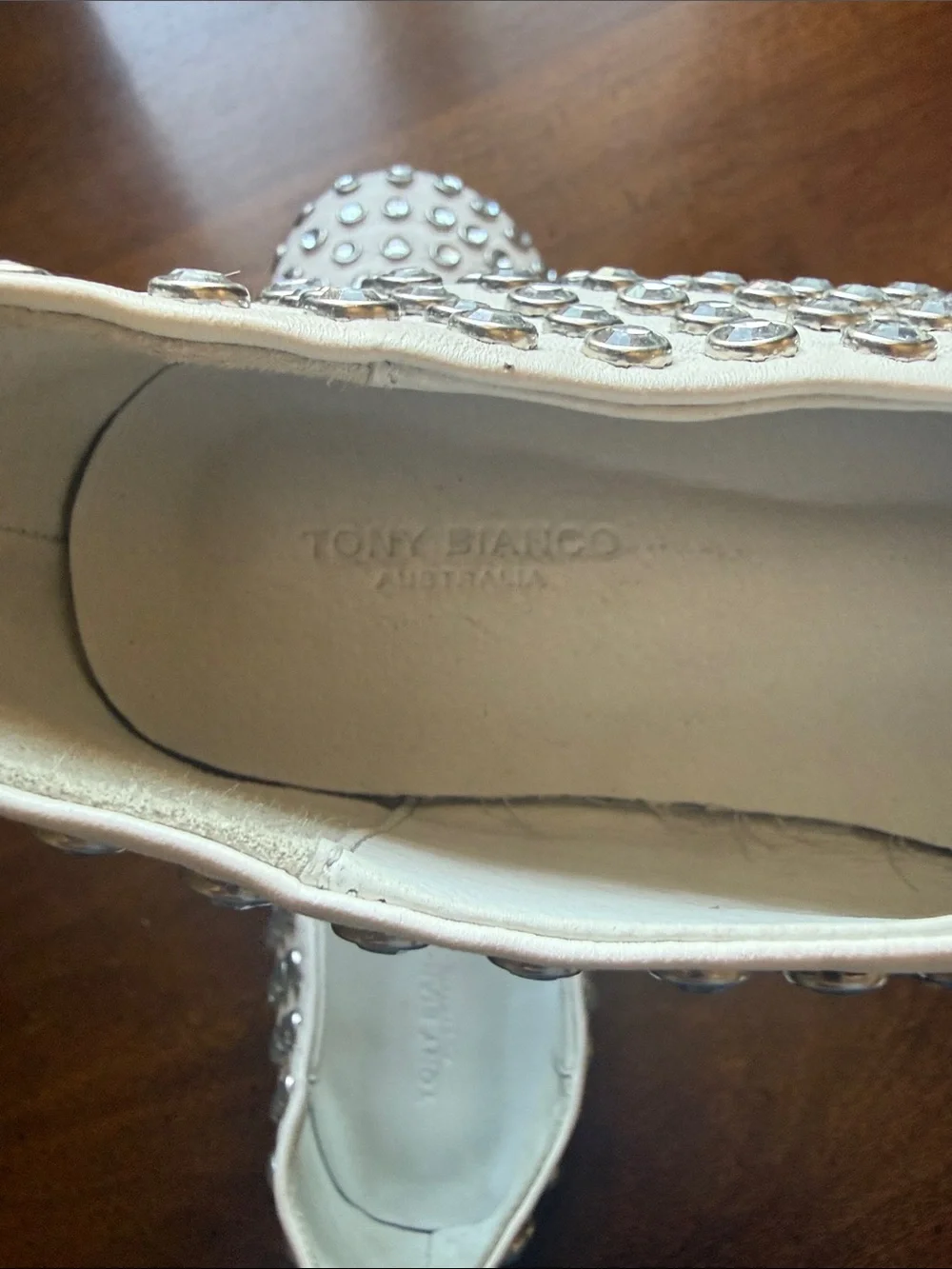 Tony Bianco Miami White Studded Slip-On Loafer with Buckle